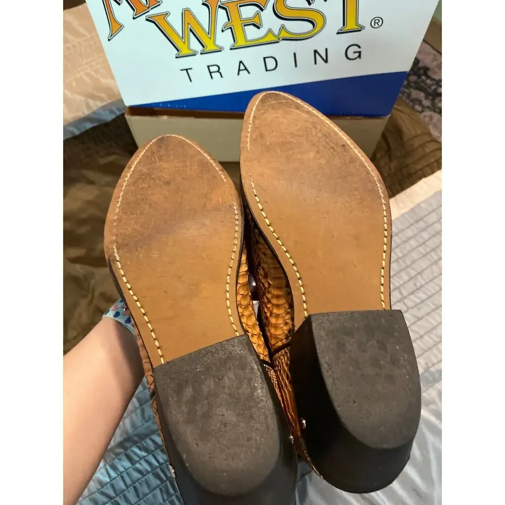 American West Men's Black Taupe b/c python with tips cowboy boots size 10 D